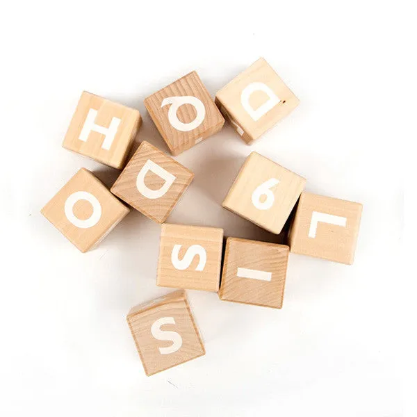 Ooh Noo Wooden Alphabet Blocks - White