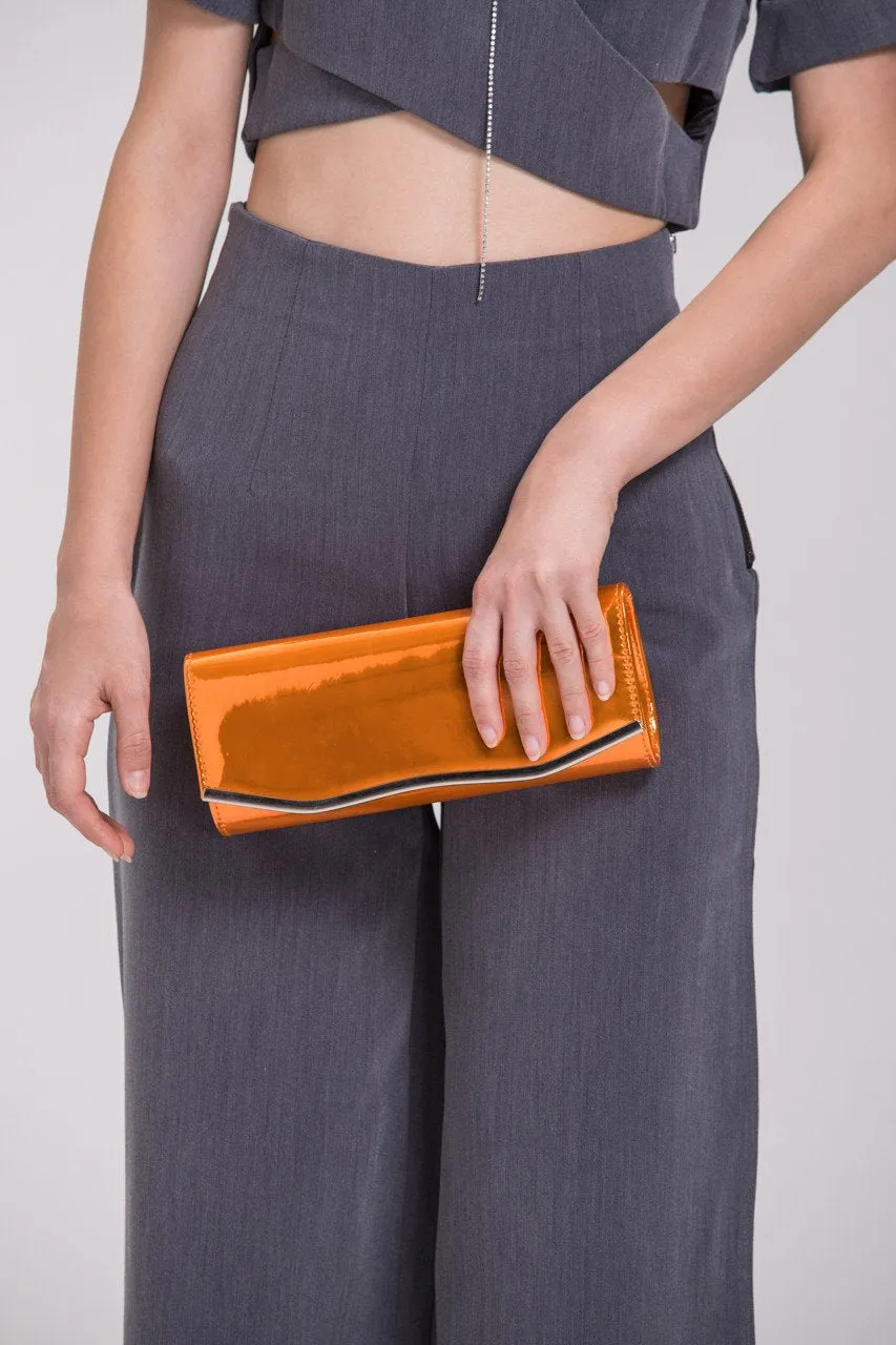 Orange Metallic Clutch Bag