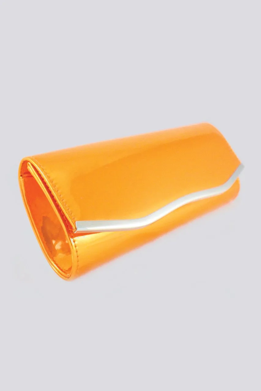 Orange Metallic Clutch Bag