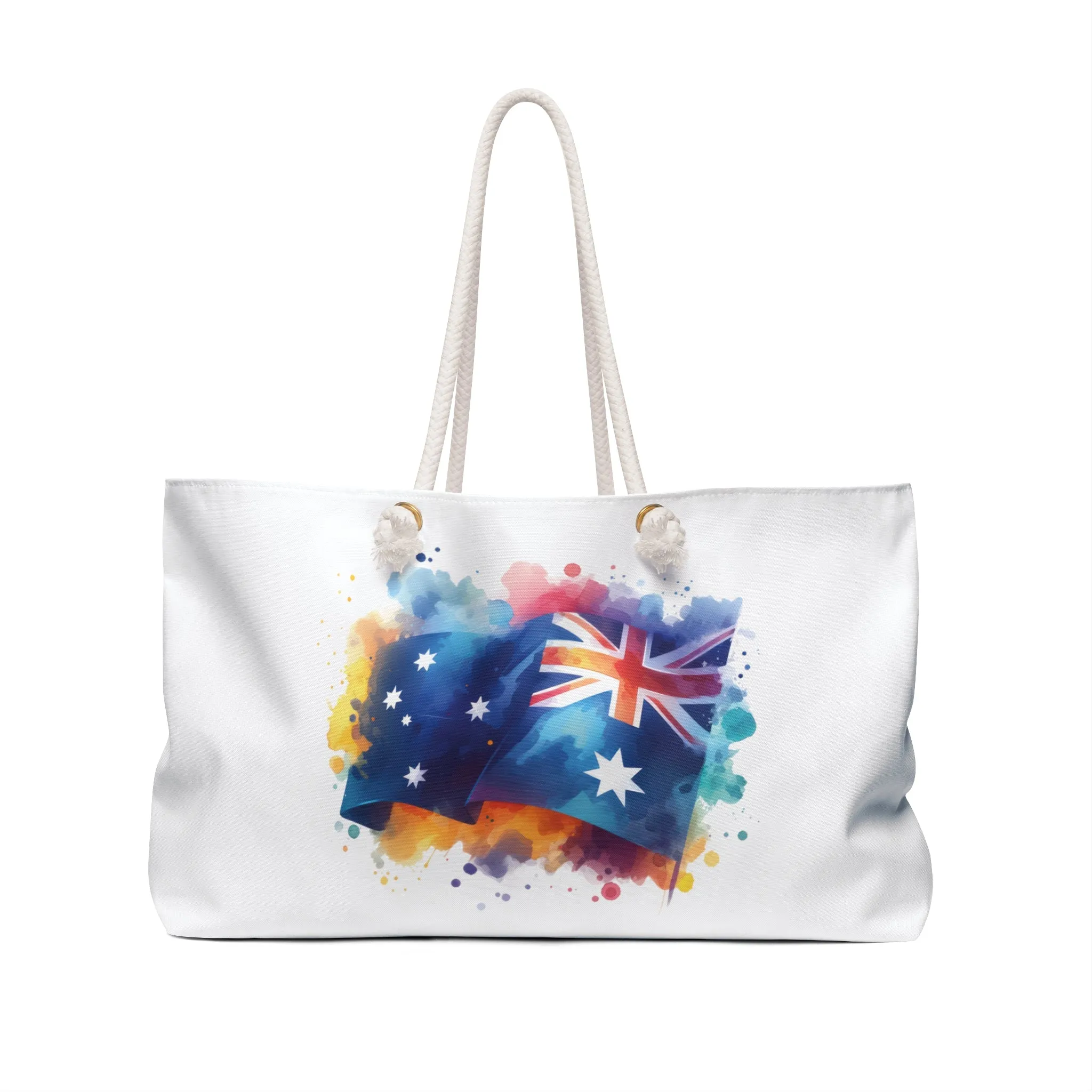 Personalised/Non-Personalised Weekender Bag, Australian Flag, Large Weekender Bag, Beach Bag, Book Bag