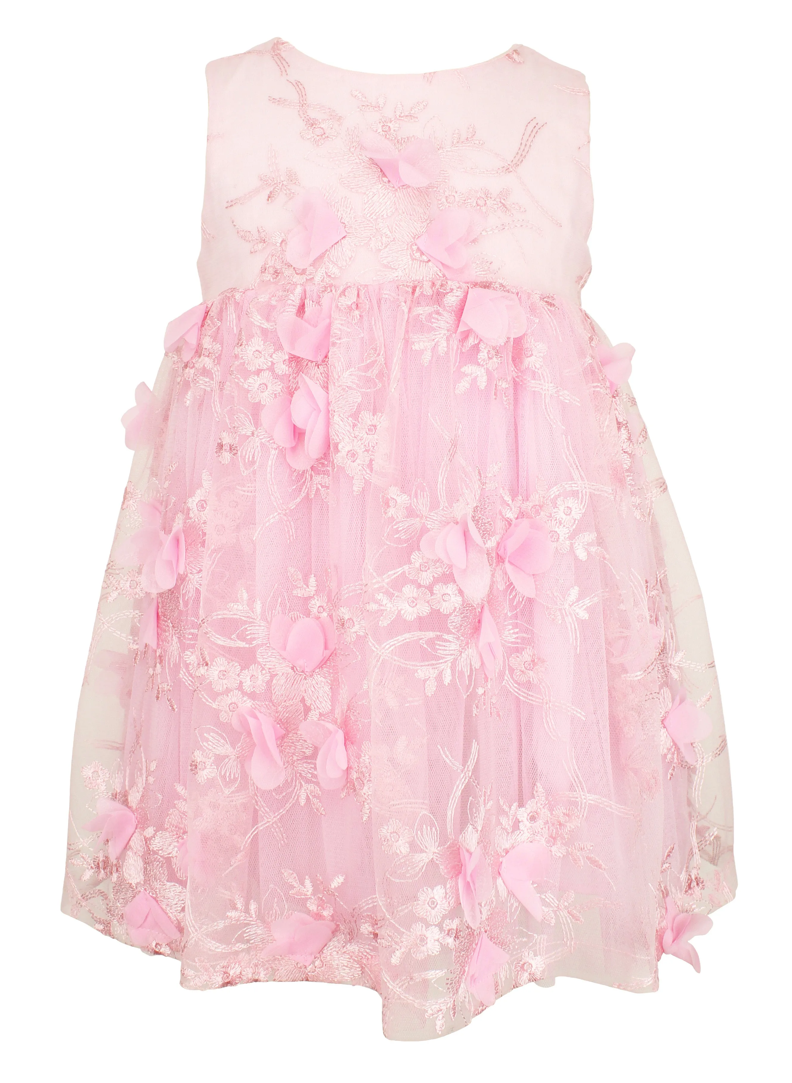 Pink Embroidered Flower Girl Dress