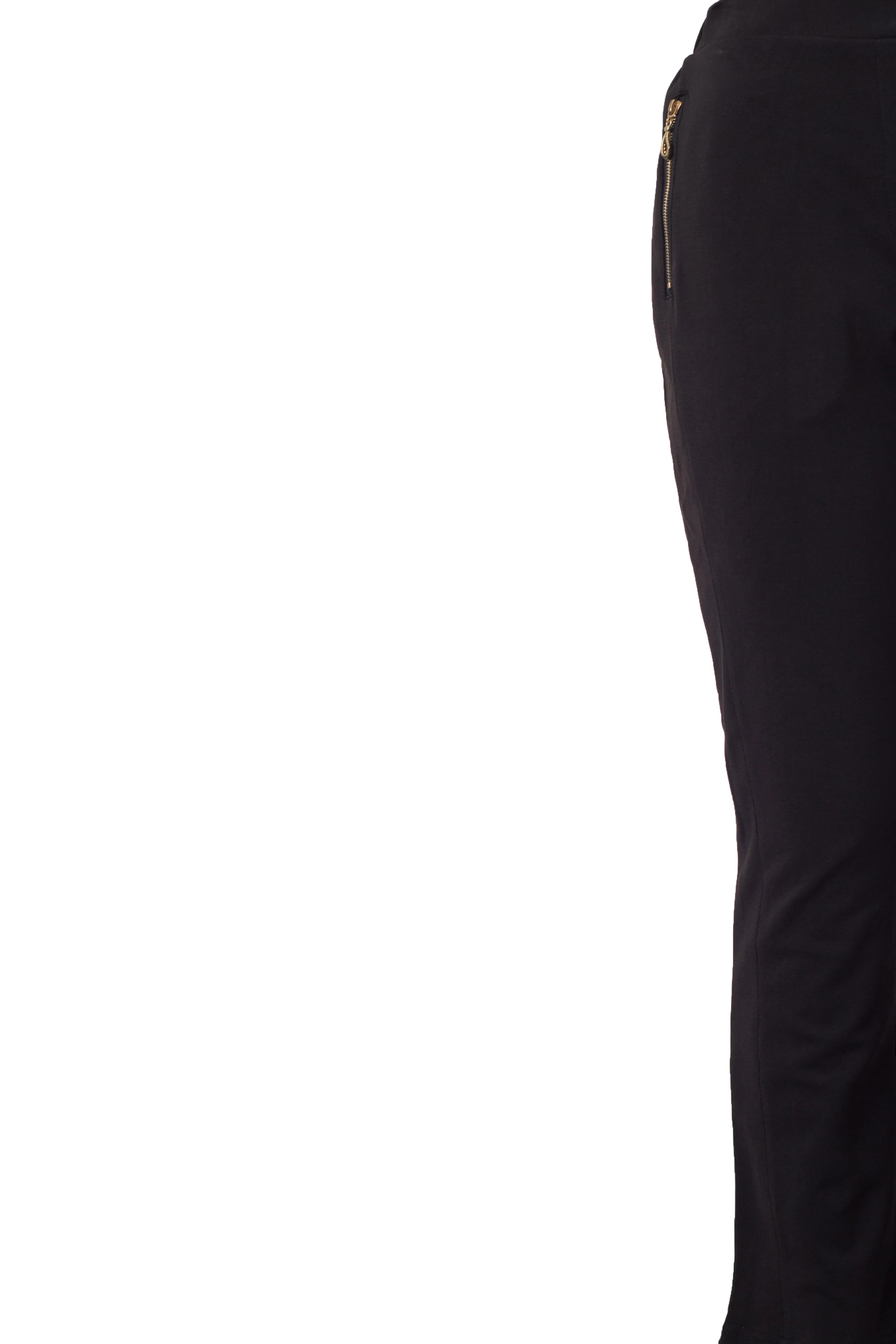 Plain Pants With Golden Zipper Pocket