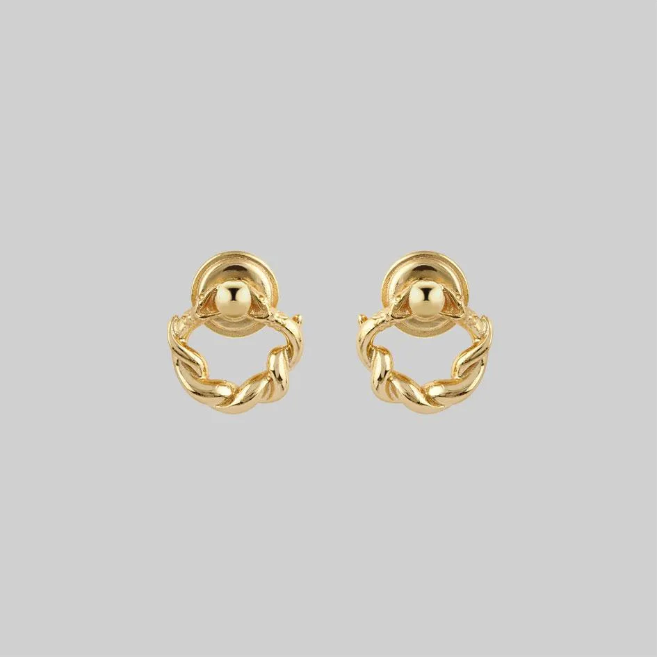 REFUTE. Twisted Snake Door Knocker Earrings - Gold