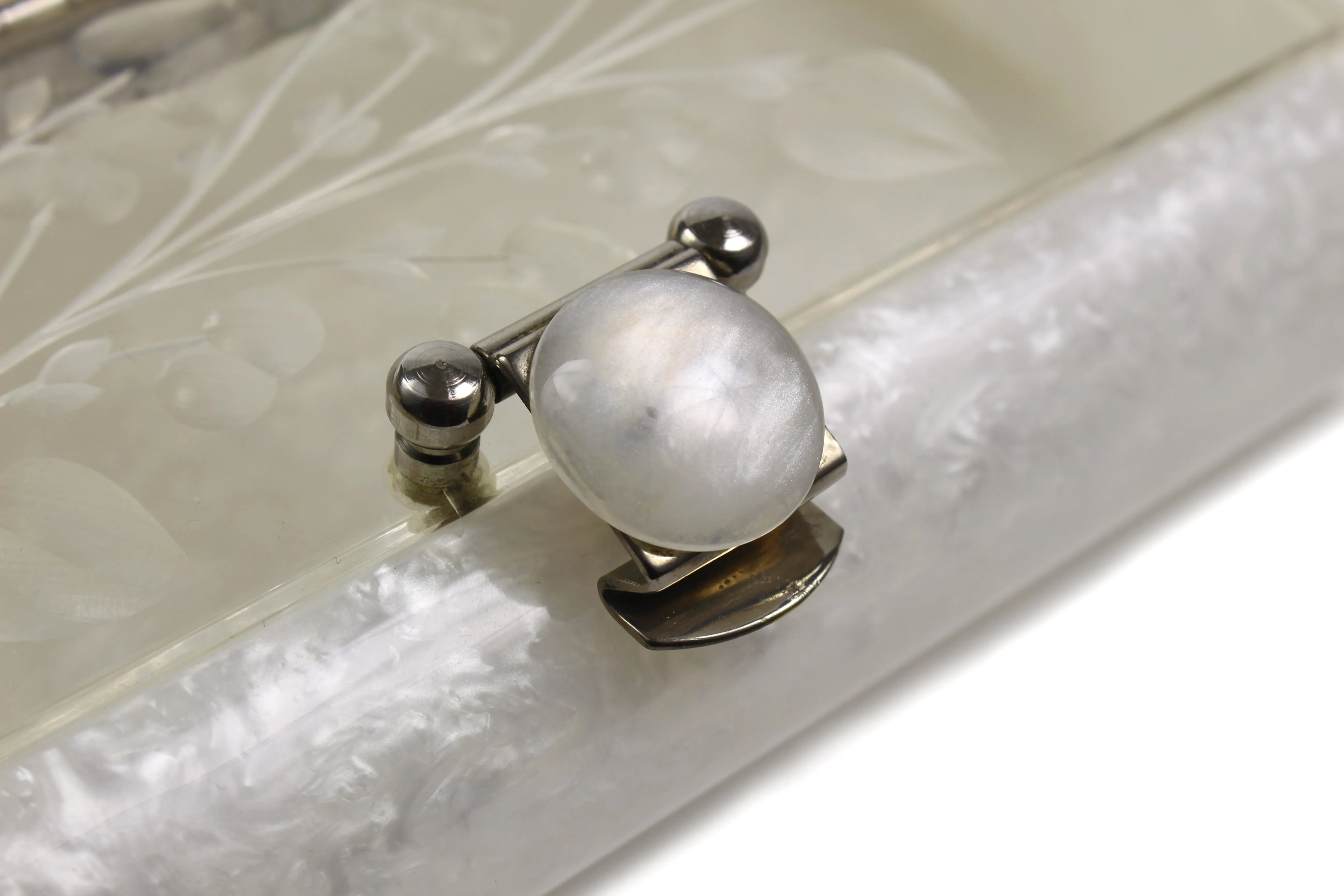 RIALTO marble white lucite clutch