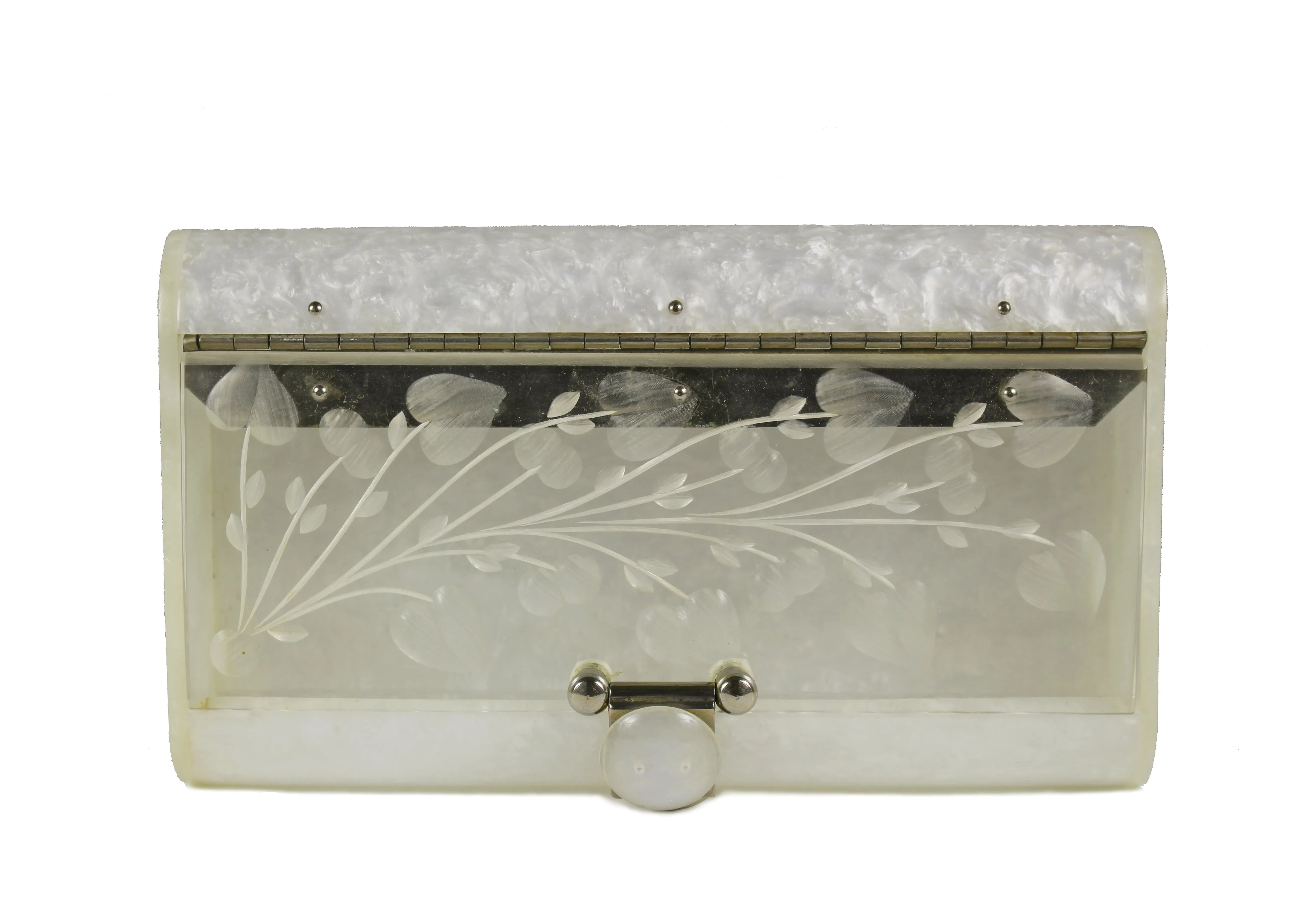 RIALTO marble white lucite clutch