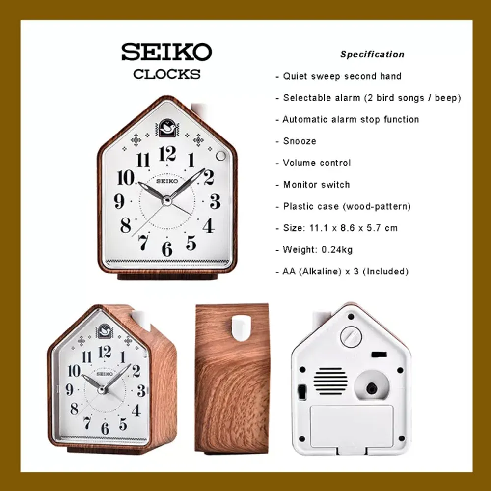 Seiko Birdhouse Design Alarm Clock QHP005A