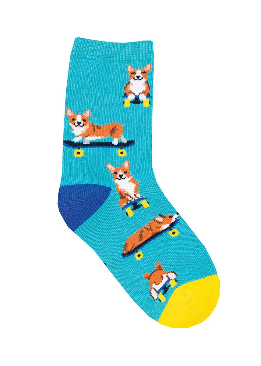 Skater Corgi Kids' Socks