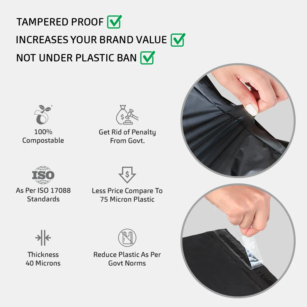 Tamper Proof Compostable Courier Bags With Sealking(8"x 8" 2")- [Pack of 100]