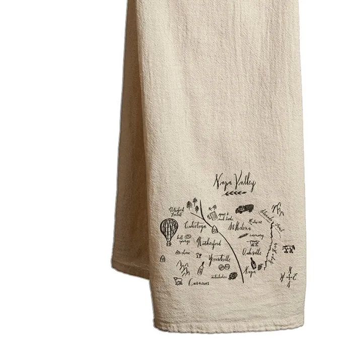 Tea Towel Napa Valley Calligraphy Map