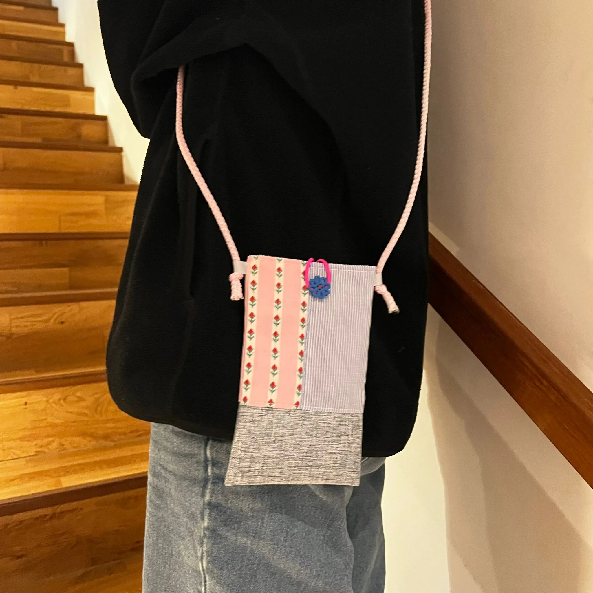 Upcycled Fabric Phone Pouch with Sling