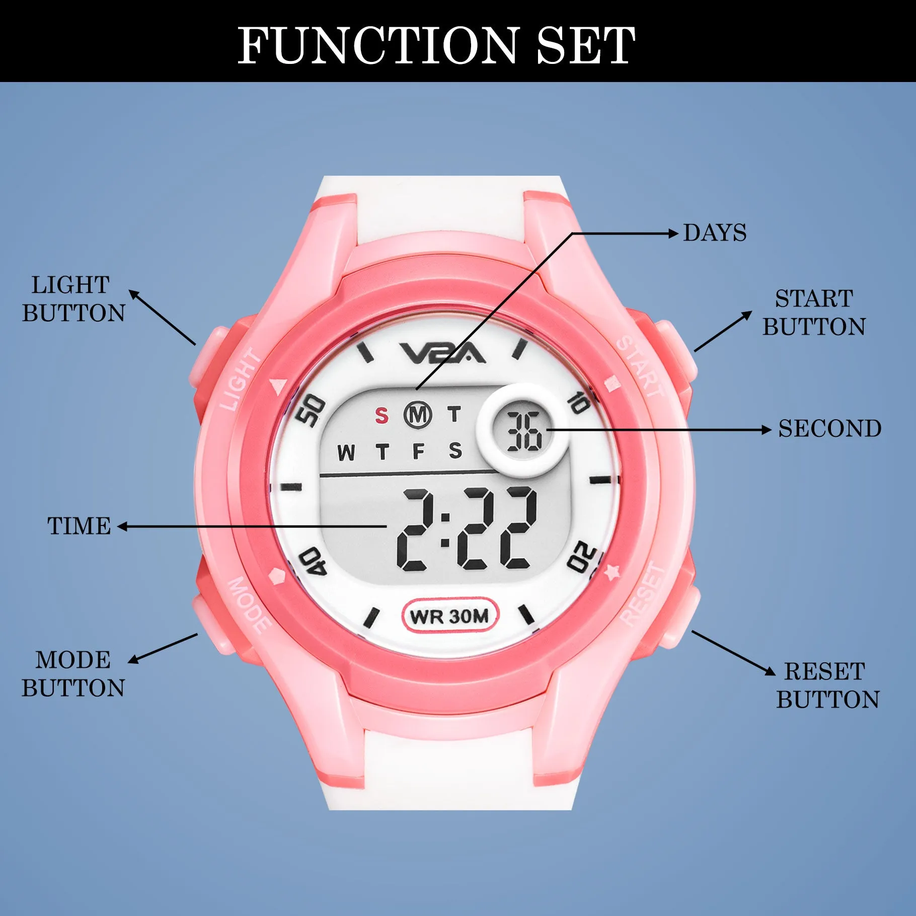 V2A Boys and Girls Kids Watch - Waterproof Watch, Gifts for Boys and Girls Age 5-13 for Multi-Functional 30 M Waterproof Digital Sports Watches for 3 4 5 6 7 Year Old Girls