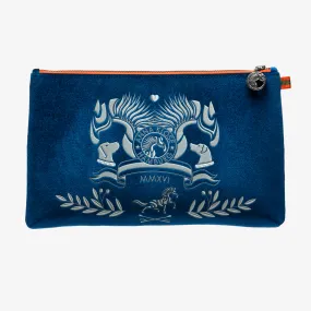 Velvet Clutch "Hamptons Blue" with silver print