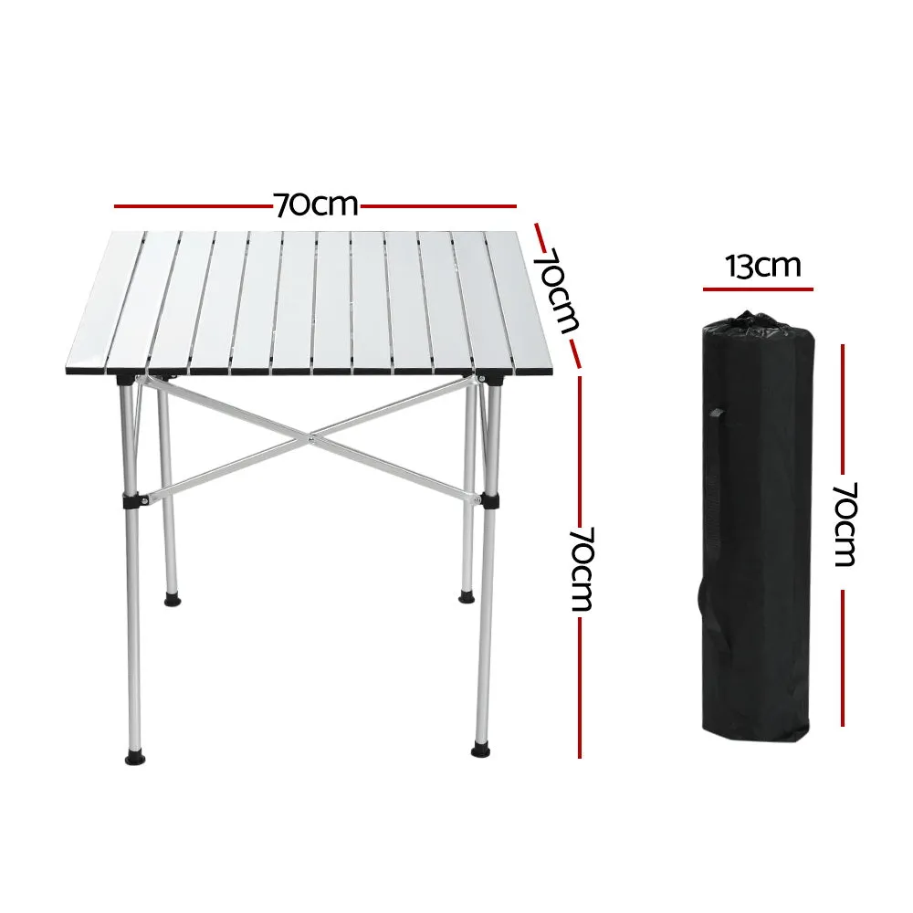 Weisshorn Roll Up Camping Table Foldable Portable Picnic Garden BBQ Desk 70CM