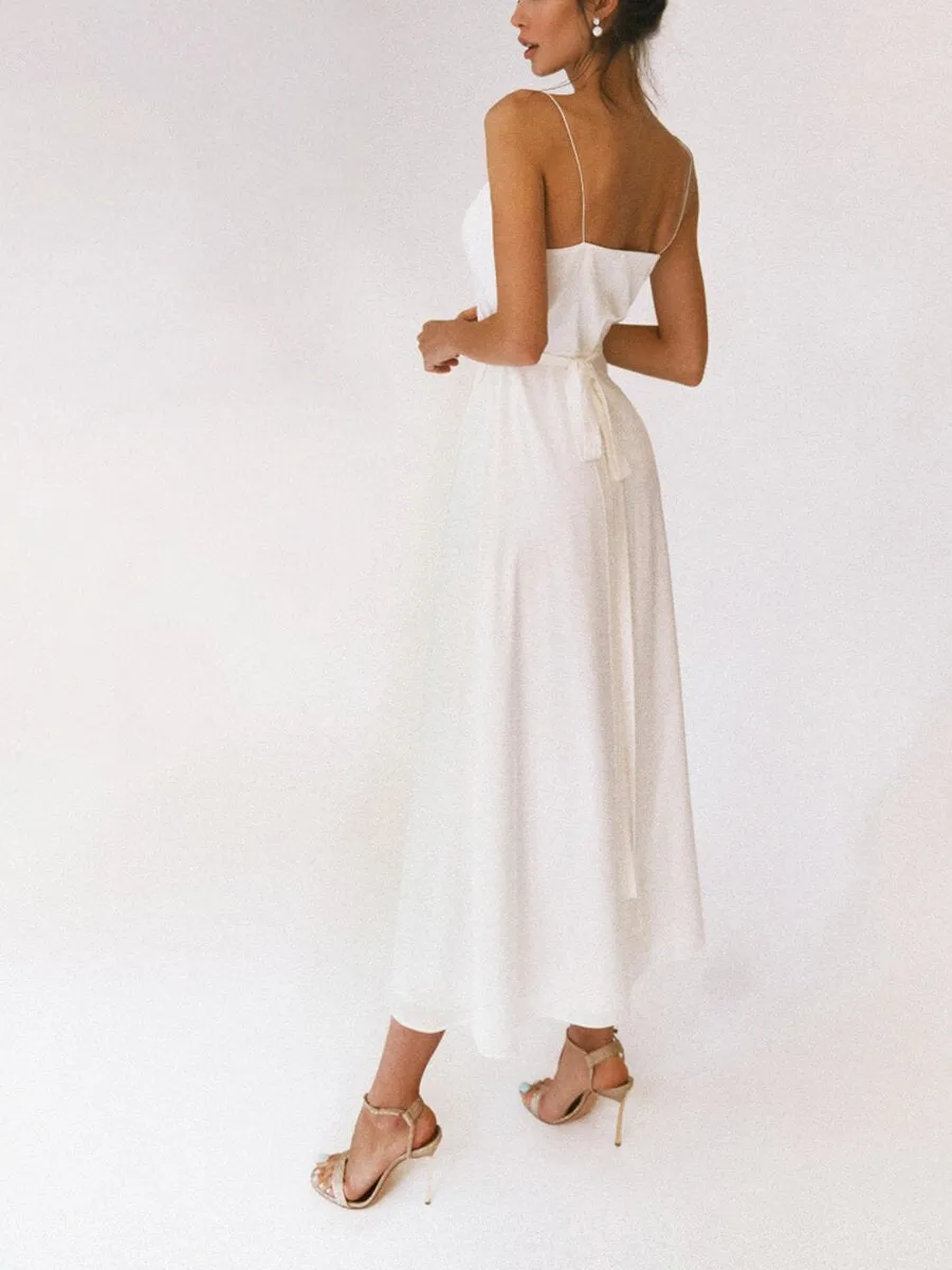 White Slit Sling Dress