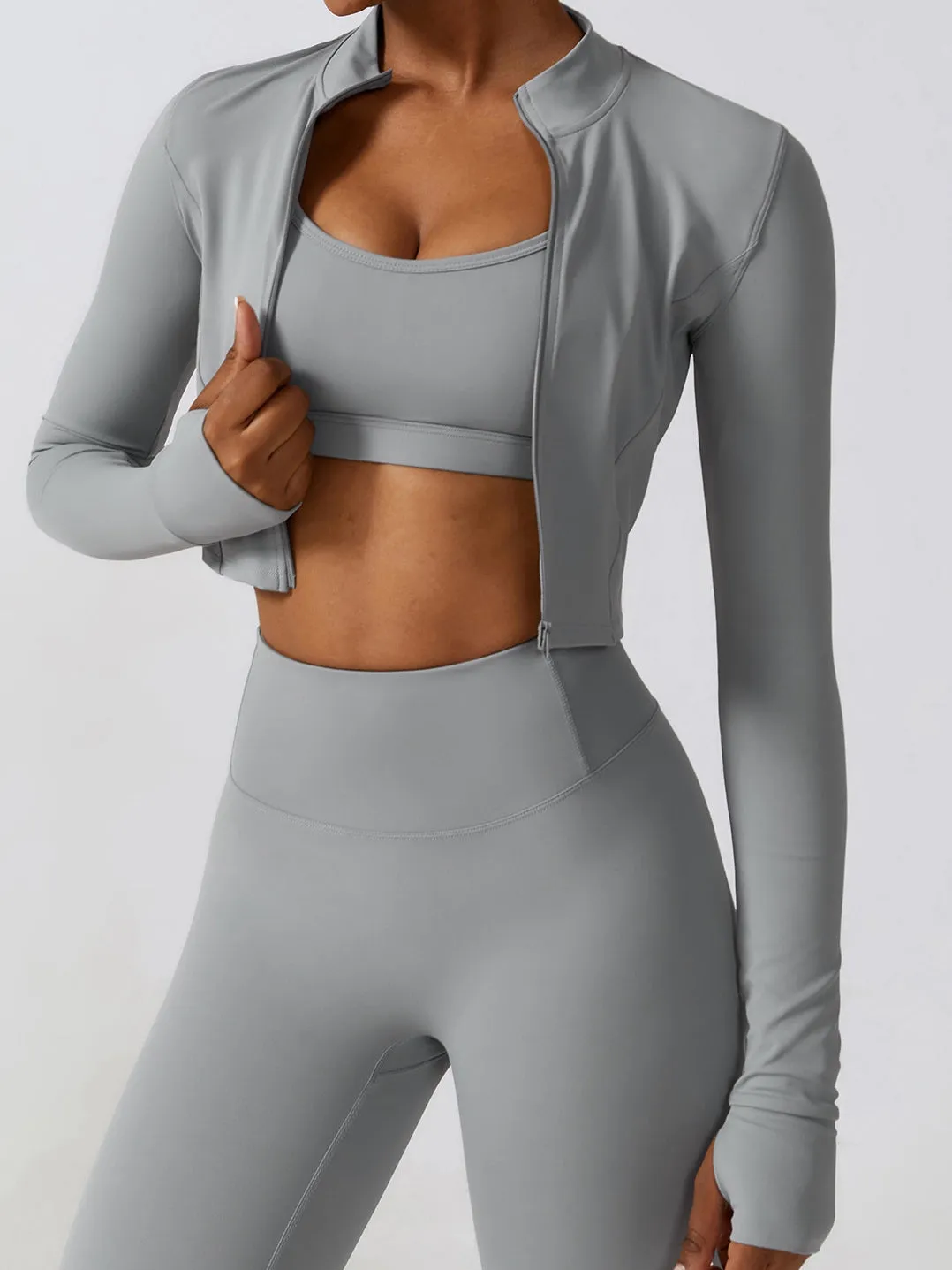 ZASUWA Female Cross Back Thumbhole Zipper Tracksuit